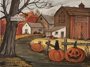 ACEO Druck Gemälde RYTA ART SALEM Katze Hexe Spukhaus Halloween Folk 🎃 - Bild 1 von 1