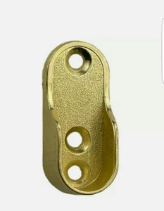 OVAL WARDROBE HANGING RAIL END SUPPORT BRACKETS BRASS GOLD END 20MM X 45MM - Picture 1 of 9