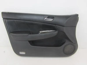 2005 HONDA ACCORD Left Front Door Trim Panel Black Leather Handle Chrome OEM - Picture 1 of 7