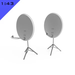 2 x 3D printed FREESTANDING SATELLITE DISH 1/43, O gauge Model Diorama Miniature - Picture 1 of 5