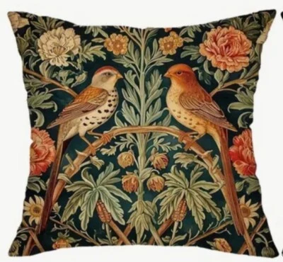 William Morris Abstract Floral Bird Design Throw Pillow Cover Home Decor  18x18” - Image 1 of 4