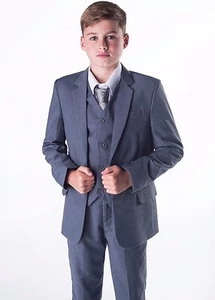 Boys Suits, Grey Boys Wedding Suit, Page Boy Suit, Prom. Formal, Party 5 Piece - Picture 1 of 8