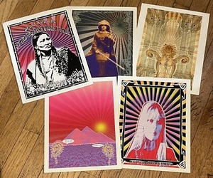 Collection Of 5 Gwyllm Llwydd Blotter Style Art Prints Psychedelic One Is Signed - Picture 1 of 12