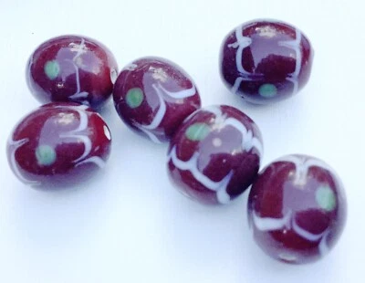 6 Interessante Lampworkperlen, Handgemalt, glänzend, Ethno XXL 20 mm (153/) - Bild 1 von 4