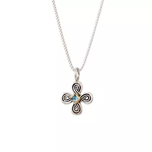 Gerochristo Byzantine Cross Pendant Solid Gold 18K & Sterling Silver - Picture 1 of 3