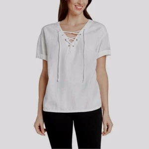Matty M, Ladies' Lace-Up Blouse. Size: Small - Picture 1 of 2