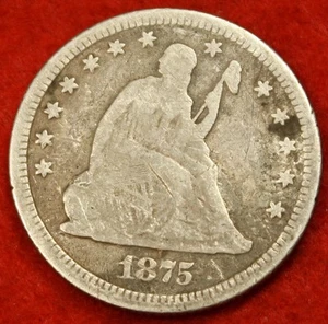 Moneda de coleccionista de plata Liberty Quarter G 1875-P sentada 90 % SQ25 - Imagen 1 de 2