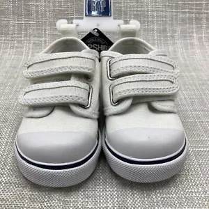 Baby Gap Canvas Sneakers Infant Size 5 White Double Hook & Loop Straps - Picture 1 of 10