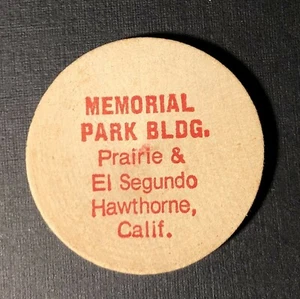 Wooden Nickel 4th Coin Expo Memorial Park Bldg Hawthorne California - Picture 1 of 2