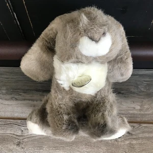 Vintage 1989 GUND Realistic Bunny Rabbit Plush 15” Brown/White Made in Korea - Picture 1 of 9