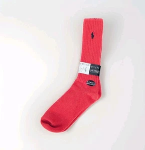 NEW Vintage Polo Ralph Lauren Thick Calf High Socks Red Made in USA Cotton - Picture 1 of 4