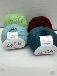 4 Knäuel Strick Picks Palette Peruanisches Hochland Wolle Garn Türkis, Grün Burgund - Bild 1 von 9