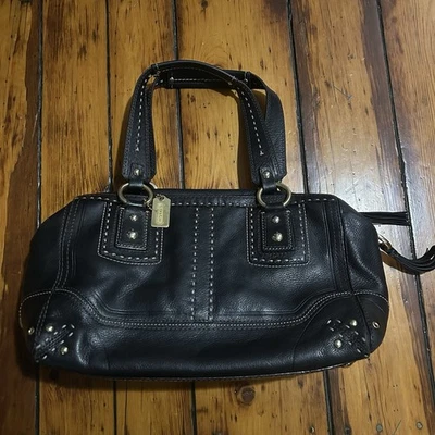 Bolso de Hombro Cartera De Colección Y2K Coach Hamptons Andrea Cuero Latón Negro 10555 Foto 1 de 4