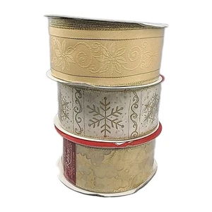 Kirkland Set 3 Wire-Edged Christmas Ribbons 2.5" x 50 yds Christmas/Bows/Gifts - Picture 1 of 8