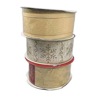 Kirkland Set 3 Wire-Edged Christmas Ribbons 2.5" x 50 yds  Christmas/Bows/Gifts  - Image 1 of 4