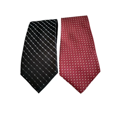 Men's Corporate Tie Bundle Tall Long 100% Silk Black Silver Red Office Work  - Image 1 of 4