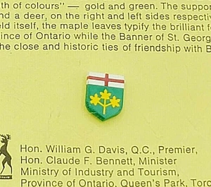 Vintage Coat Of Arms Ontario Canada Pin Back Lapel Pin Tie Tack 7/16" - Picture 1 of 6