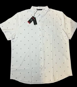 Travis Mathew Olive Branch ButtonUp Shirt White Performance Stretch Size XXL NEW - Picture 1 of 10