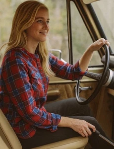 Duluth Trading Co Flanell Tunika Hemd Damen Large rot blau kariert Rundhals - Bild 1 von 11