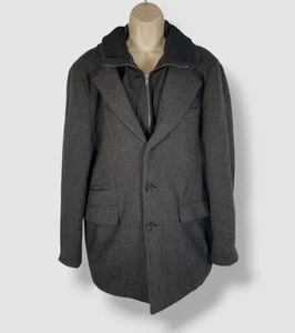 Cardinal Of Canada Men's Gray Wool Cashmere Bib Coat Jacket Size 46R - Picture 1 of 3