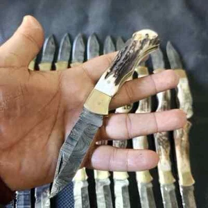 Lot Of 20 Pieces Damascus Steel Stag Handle Folding Knives /Pocket Knife - Picture 1 of 5
