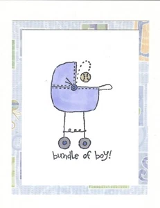 Baby Bundle of Boy Handmade Notecard (1 Card) #204 - Picture 1 of 2
