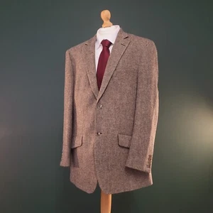 Blazer Brook Taverner para hombre 42R marrón lana espiga chaqueta de un solo pecho - Imagen 1 de 16