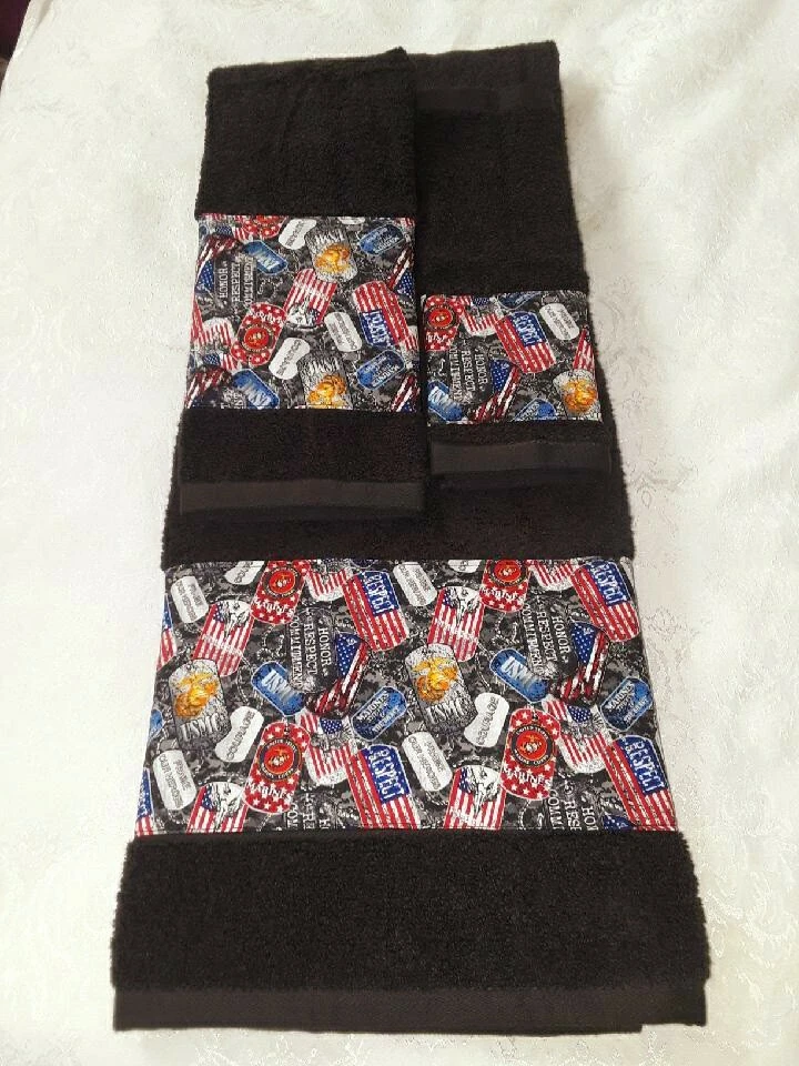 Juegos de toallas de 3 piezas con etiqueta de perro United States Marine Corp hechos a mano gran regalo Foto 1 de 1