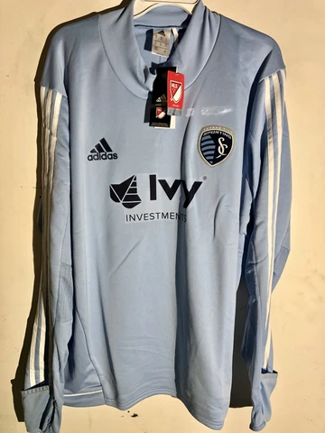 Adidas Long Sleeve MLS Jersey Kansas City Sporting Team Light Blue sz M Cover