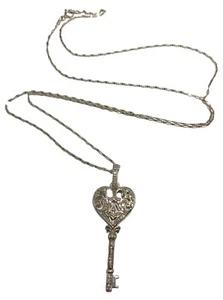JWBR Sterling Silver 925 Diamond Key Pendant 11.25-inch Necklace IO19 - Picture 1 of 10