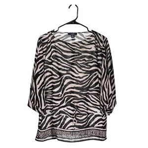 Chaps Ralph Lauren Damen Bluse Animal Print Tunnelzug transparent Boho Strand Top M - Bild 1 von 9