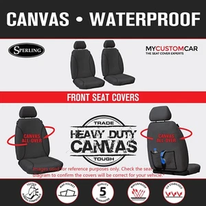 For Toyota Hilux Dual, Extra Cab 2005-2015 TRADIES Grey Canvas Frt Seat Covers - Picture 1 of 14