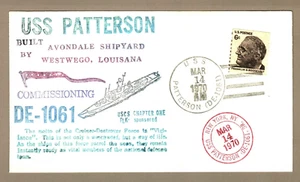 USS PATTERSON DE-1061 First Day in Commission Cover, Todd Shipyards 03/14/1970 - Picture 1 of 2