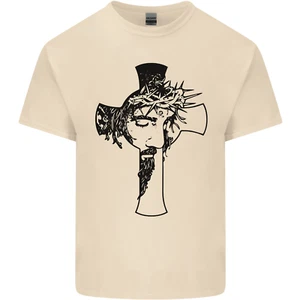 T-Shirt The Face of Jesus On a Cross christlicher Gott Herren Baumwolle T-Shirt Top - Bild 1 von 13