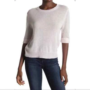 360 Cashmere Moselle 3/4 Sleeve Crew Neck Sweater in Tutu Pink M NWT - Picture 1 of 6