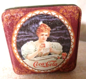 Vintage Coca Cola Miniature 3 1/4 " Tin w/ Removable Lid - Picture 1 of 4