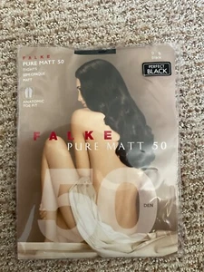 New Women's FALKE Perfect Black Pure Matt 50 Tights Size Small - Picture 1 of 2