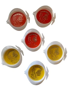 Vintage Coaster Set of 6 California The Golden State Fish Shaped Red Yellow - Picture 1 of 6