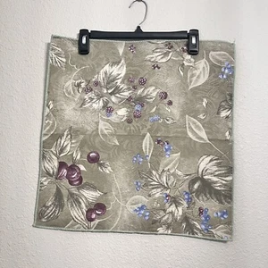 Set Of 4 Fabric Dinner Napkins Green Jacquard Leaf Fruit 18" Square Spain READ - Picture 1 of 24