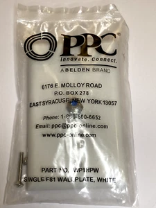 PPC WHITE SINGLE RG-6 F-TYPE COAX CABLE WALL PLATE - Picture 1 of 2