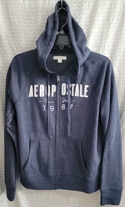 Aeropostale New York 1987 Women's Navy Blue Zip Up Fleece Hoodie Size Large - Picture 1 of 2
