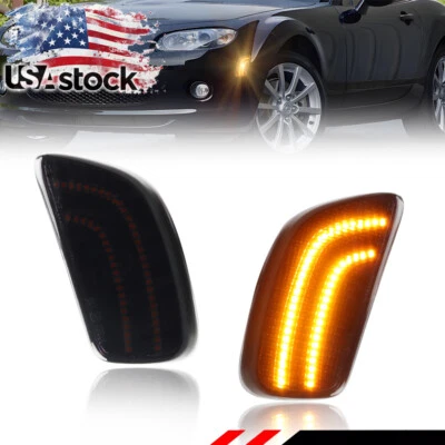 2X Smoke Amber LED Front Bumper Side Marker Light For 2006-2008 MAZDA MX-5 MIATA - Image 1 of 4