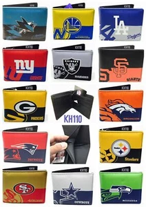 NFL,MLB,NBA,NHL Team Mens Printed logo Bi-fold Wallet - Picture 1 of 103
