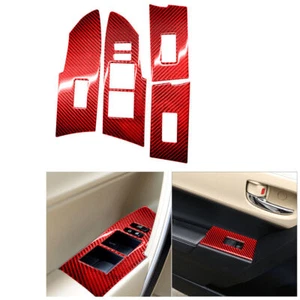 For Toyota Corolla 2014-18 Red Carbon Fiber Window Lift Switch Panel Cover Trim - Picture 1 of 12