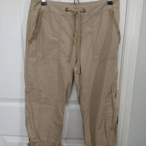 LIZ Claiborne Brown Pocket Capri Leg Drawstring Pull On Drawstring Waist. Size 6 - Picture 1 of 6
