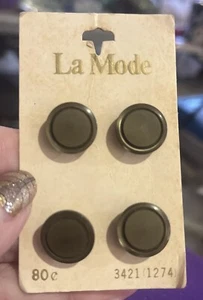 Vintage La Mode Buttons No. 1274 Green Size 24 (5/8”), New - Picture 1 of 3