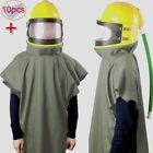 AIR FED Supplied Safety Sandblast Helmet Sand Blast Hood Protector Yellow+10Lens