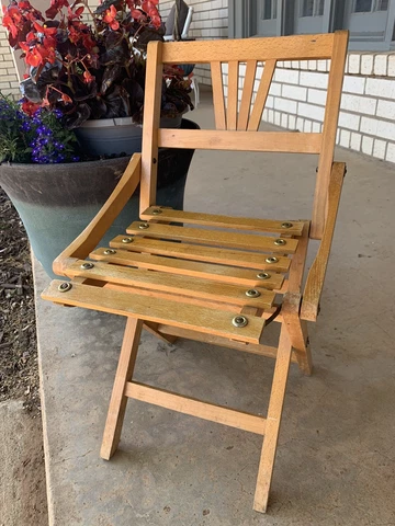 Vintage MCM Mid-Century Collapsible Childs Wooden Folding Outside Garden Chair Cover