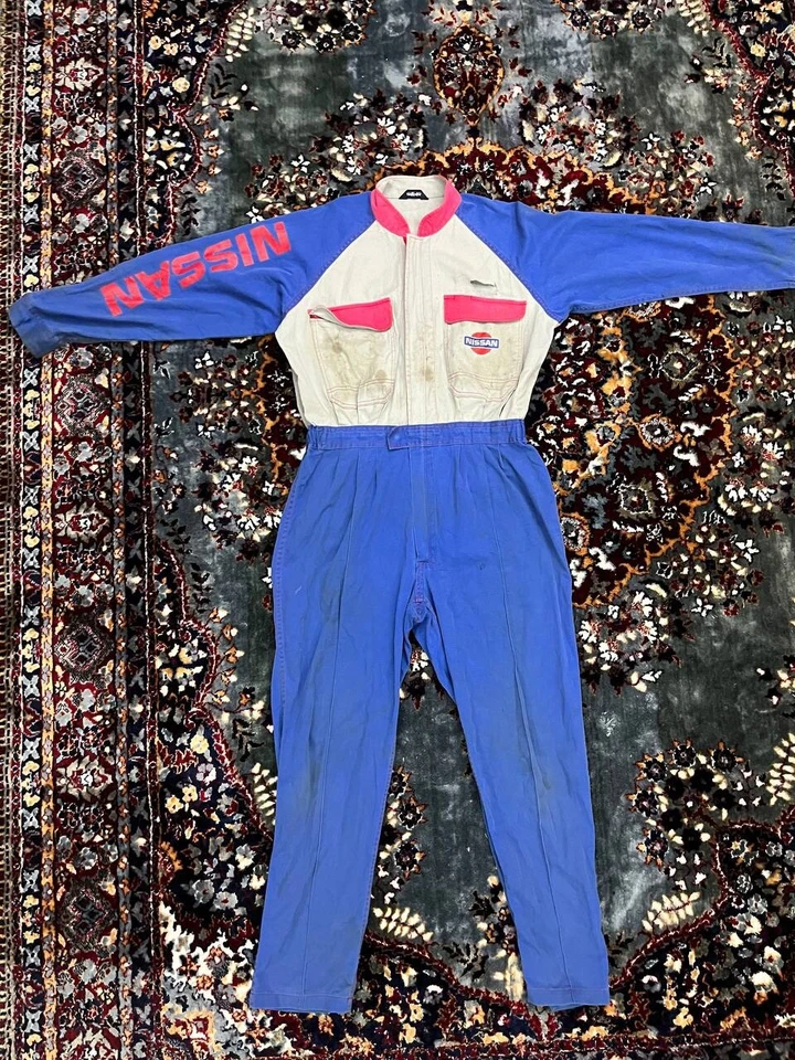 VINTAGE NISSAN JAPAN JDM MECHANICS JUMPSUIT COVERALLS OVERALLS TRI-COLOUR - Image 1 of 4