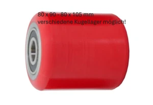Hubwagen Rolle Polyurethan 80 x 90 95 100 105 mm, Achse 12, 15, 17, 20, 25 mm - Bild 1 von 4